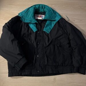 Vintage Black and Teal Men's Jacket
